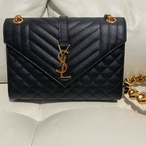 Black with gold chain medium YSL ENVELOPE PURSE